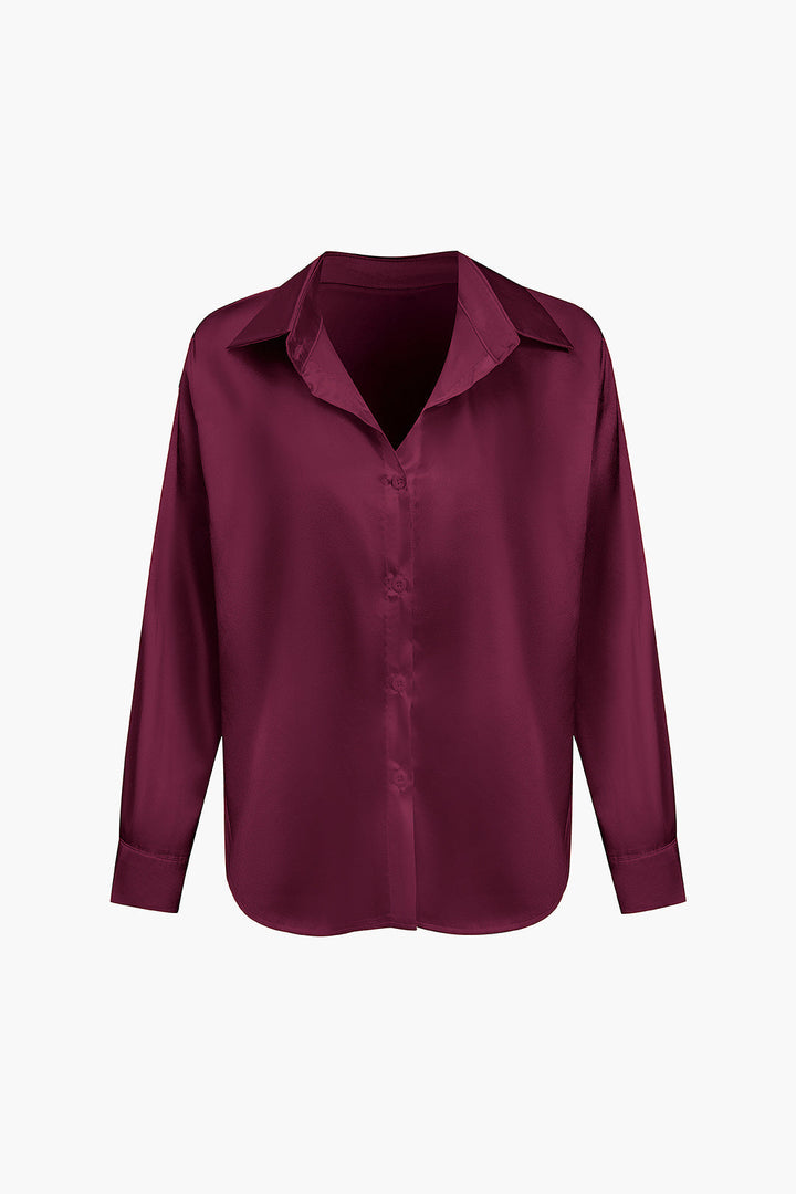 Blusa de satén Lillian para mujer | Camisa elegante de manga larga, corte holgado y diseño atemporal