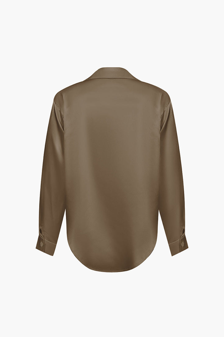 Blusa de satén Lillian para mujer | Camisa elegante de manga larga, corte holgado y diseño atemporal