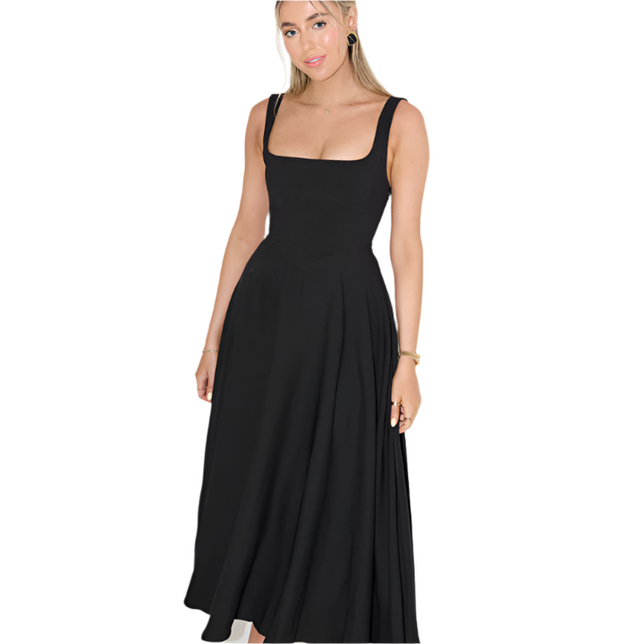 Sofia | Vestido midi sin mangas con escote cuadrado