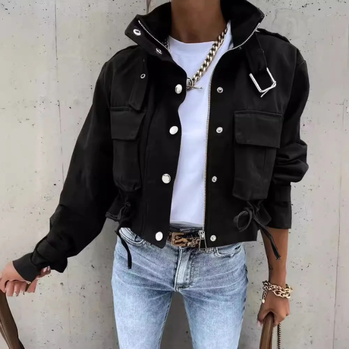 Sophie Blouson Bomber Imprimé | Modèle Court avec Cordons Réglables et Confort Optimal