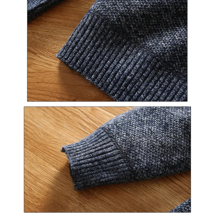 Suéter con cremallera para hombre – Tejido de punto, cuello con media cremallera y corte relajado