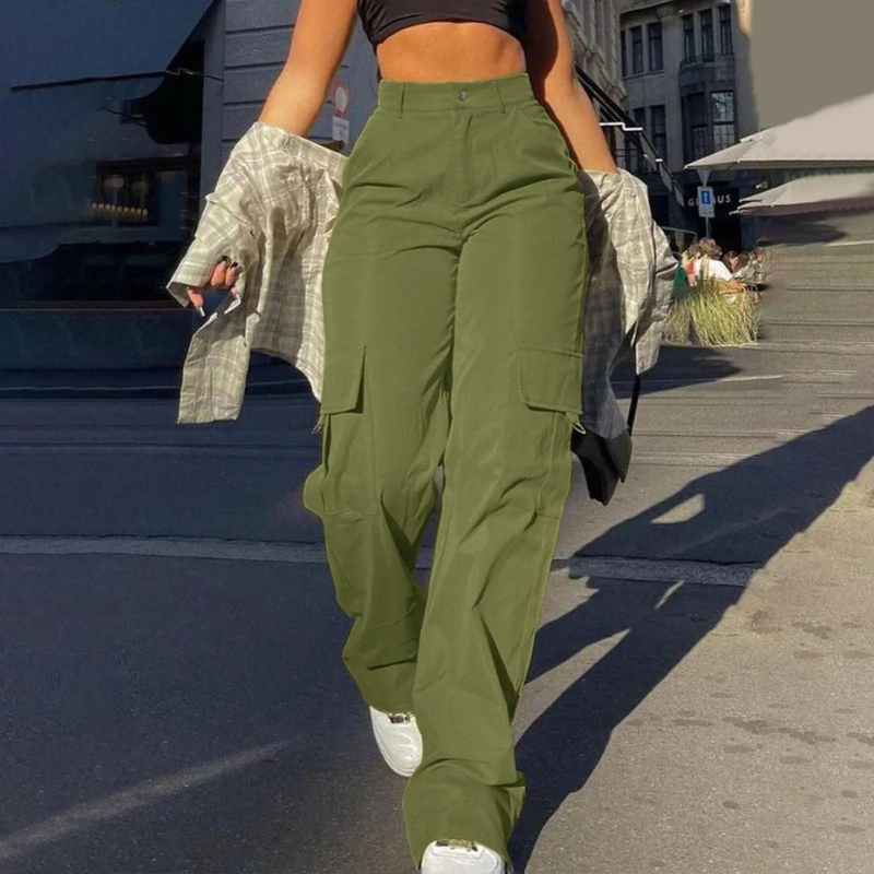 Pantalon cargo Pamela pour femme | Taille haute flatteuse avec poches robustes