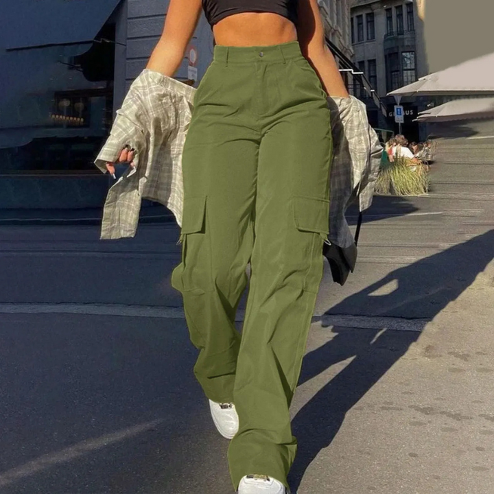 Pantalon cargo Pamela pour femme | Taille haute flatteuse avec poches robustes