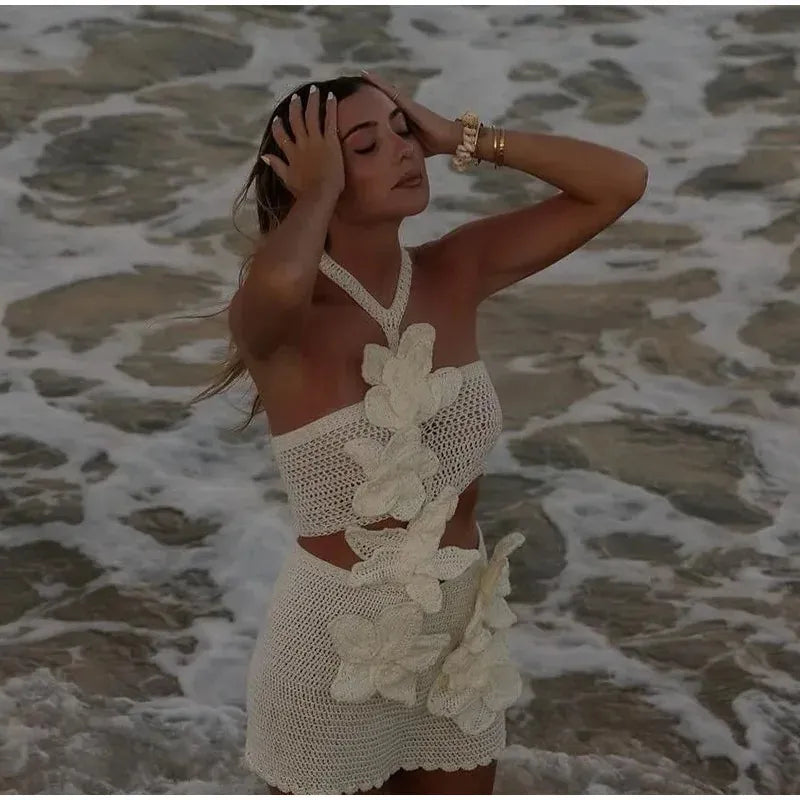 Bloom | Robe d'été boho au crochet pour femme avec design floral - aérée & élégante