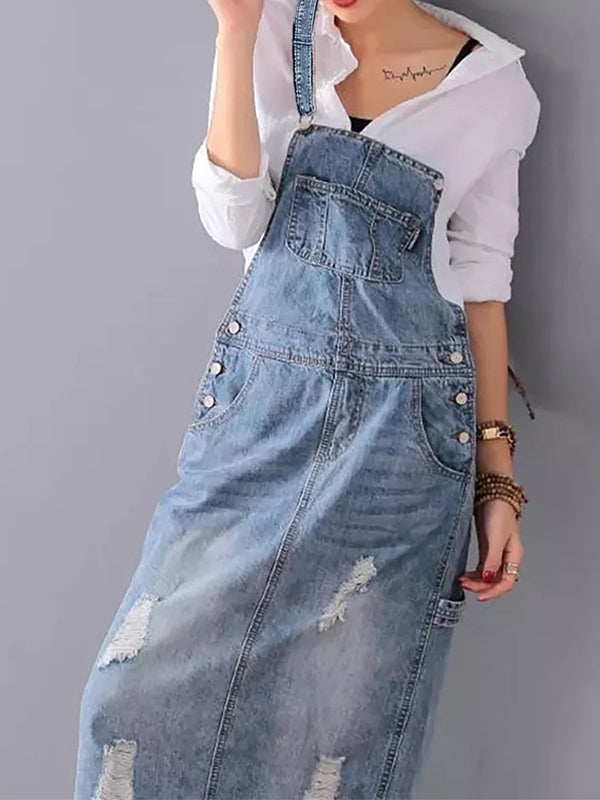 Jhasmine Robe en Jean | Robe Décontractée en Denim avec Détails Vintage