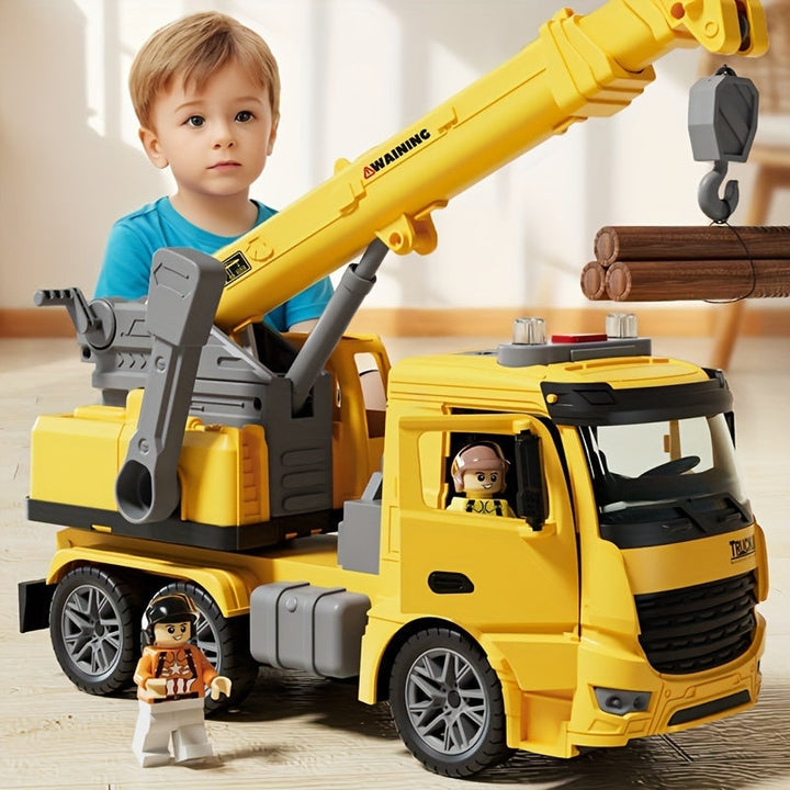Camião-guindaste brinquedo interativo para crianças | Com luzes, sons e lança móvel