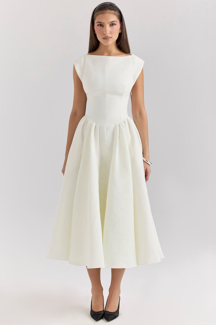 Victoria Robe femme avec jupe fluide | Robe de soirée élégante en noir ou blanc
