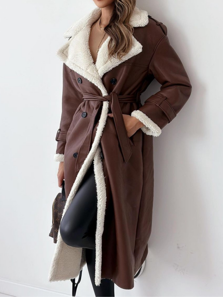 Fleur Rousse Manteau Long Élégant avec Col Duveteux | Confort et Style Saisonnier