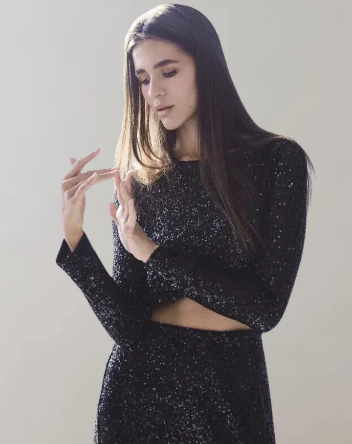 Liora Haut Court Scintillant | Brillance et Élégance pour un Look Glamour