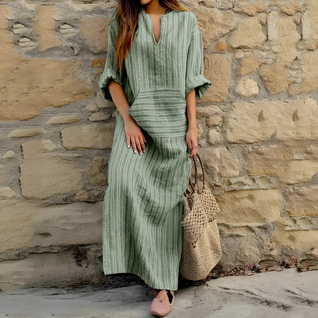 Frieda Robe en Coton-Lin Élégante | Élégance Intemporelle et Confort