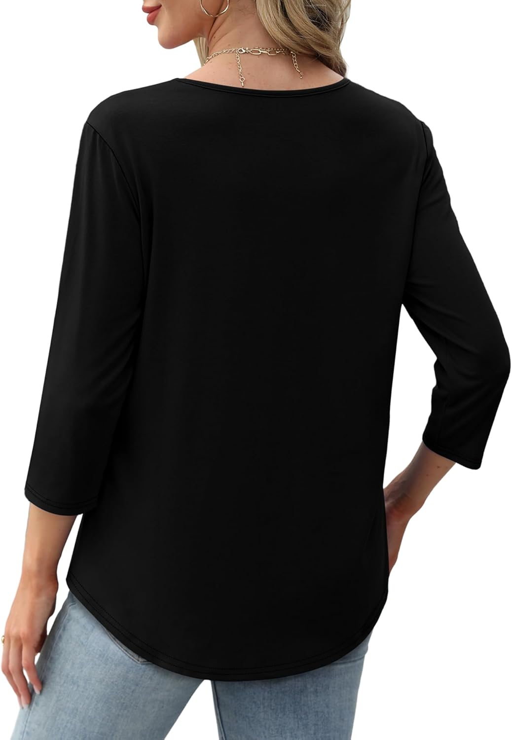 Afke Haut pour femmes avec structure et manches 3/4 | Confortable t-shirt pour le bureau et les loisirs