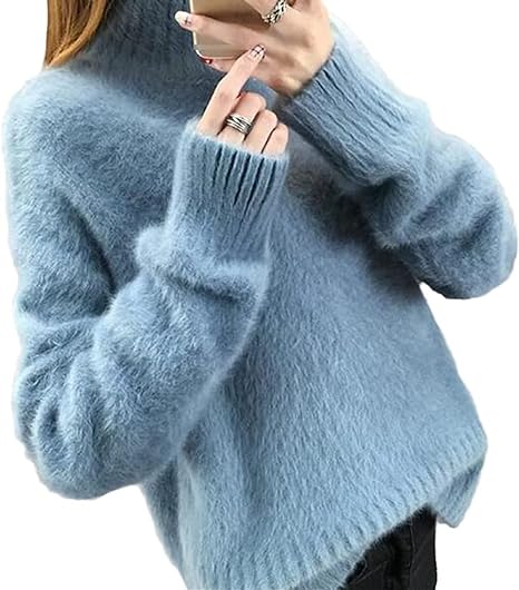 Sif Pull Vintage en Angora à Col Roulé | Maille Lâche, Confortable & Élégant