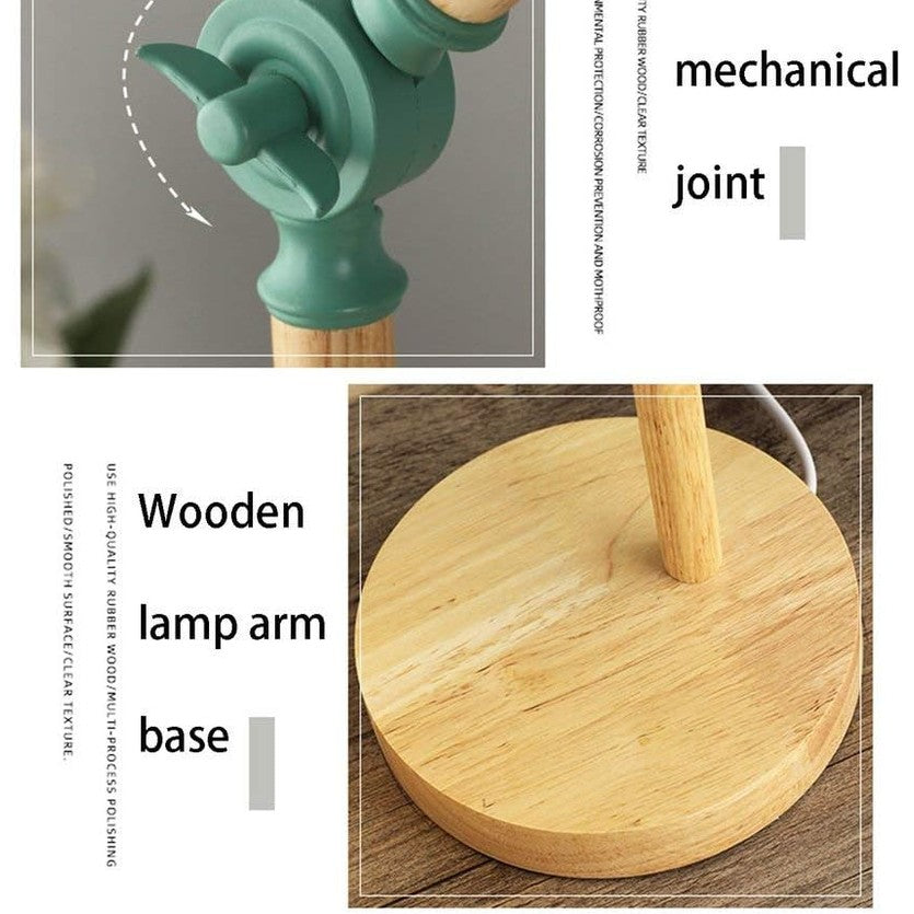 Lampe de table nordique en bois réglable avec abat-jour coloré
