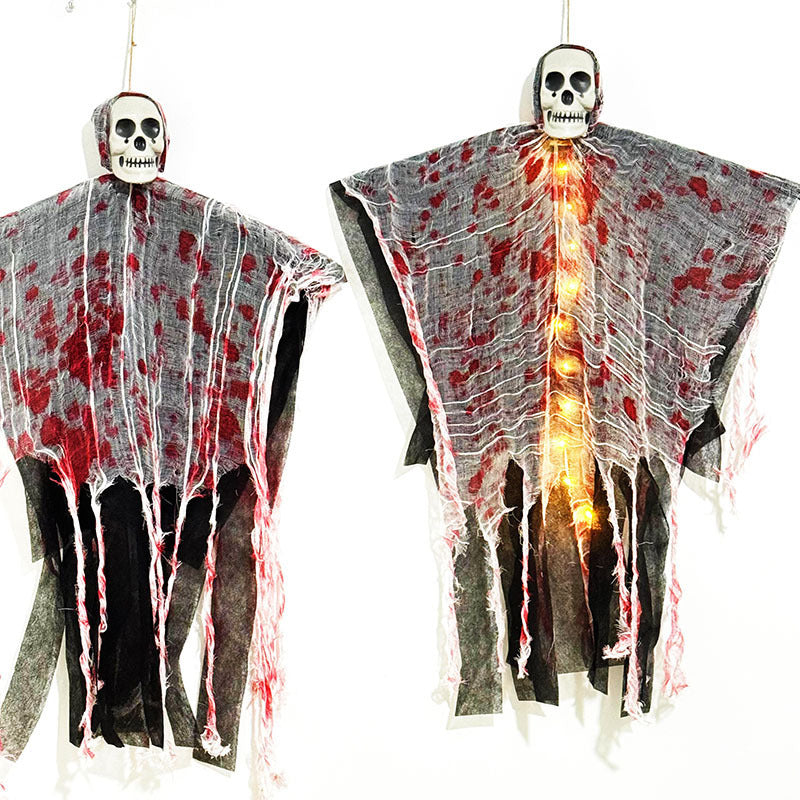 LumiCreepy Décoration Halloween – Fantôme Squelette Lumineux à Suspendre avec Effet Sanglant