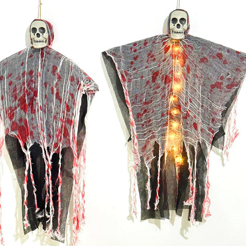 LumiCreepy Décoration Halloween – Fantôme Squelette Lumineux à Suspendre avec Effet Sanglant