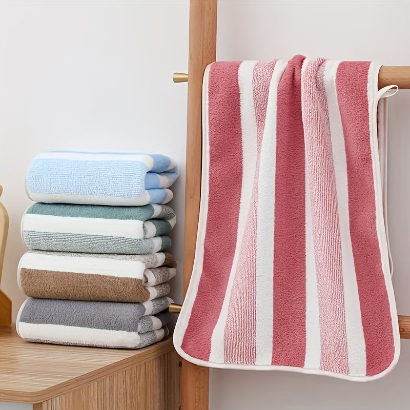Set de Serviettes 2 Pièces | Drap de Bain et Serviette Rayée Absorbante et Séchage Rapide