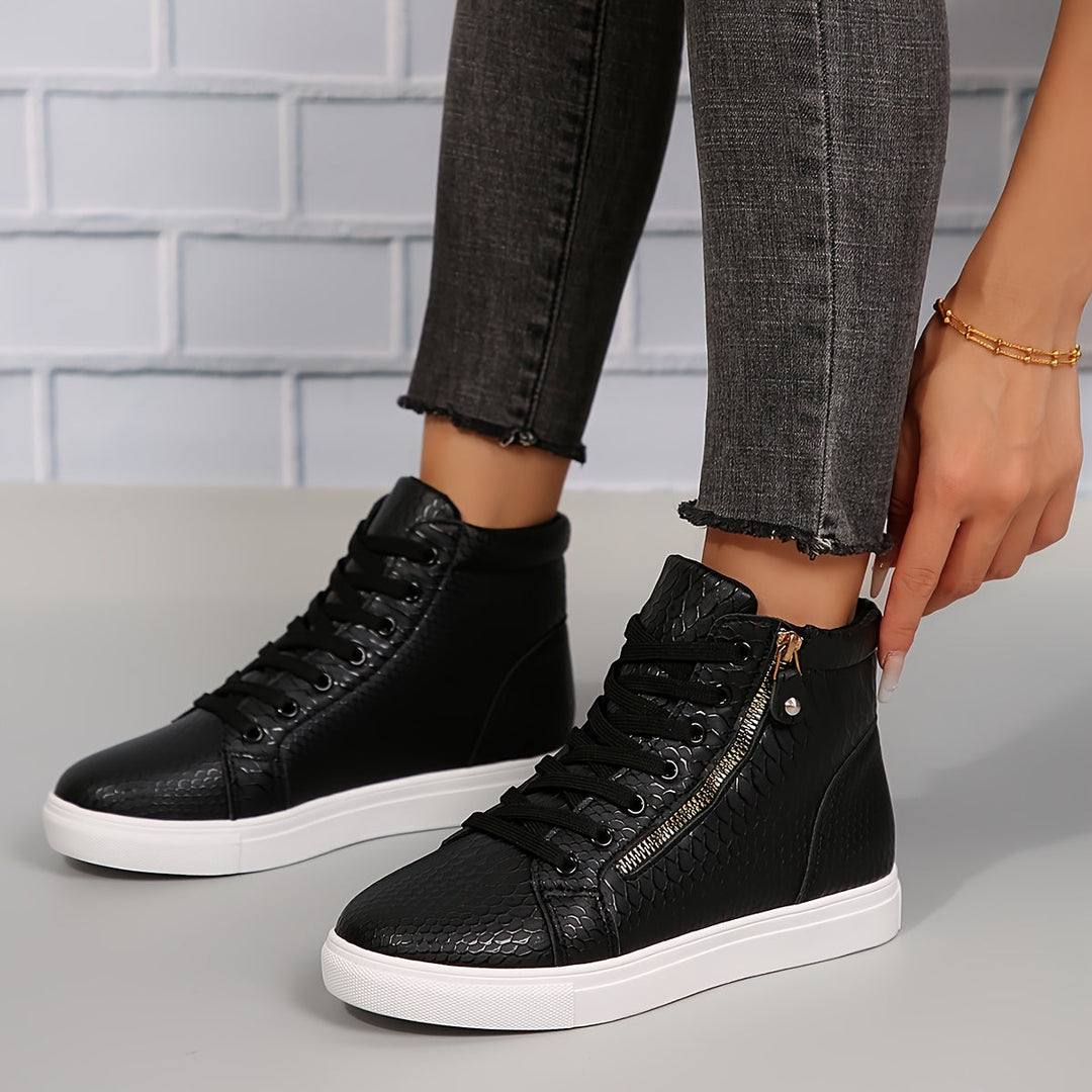 Nomi | Baskets hautes casual pour femmes avec fermeture éclair - robustes & à la mode