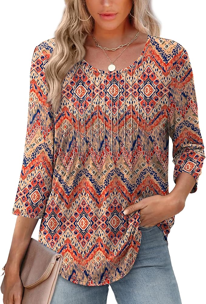 Afke Haut pour femmes avec structure et manches 3/4 | Confortable t-shirt pour le bureau et les loisirs