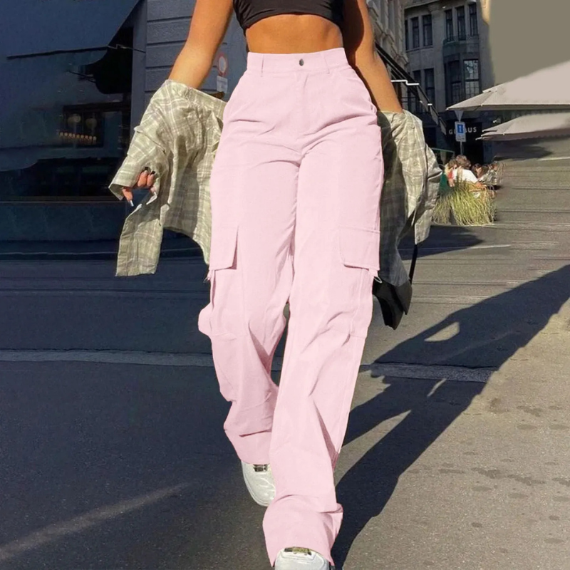 Pantalon cargo Pamela pour femme | Taille haute flatteuse avec poches robustes