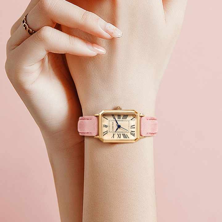 Arlène Montre Femme Carrée avec Bracelet Cuir | Élégance Classique & Charme Quotidien