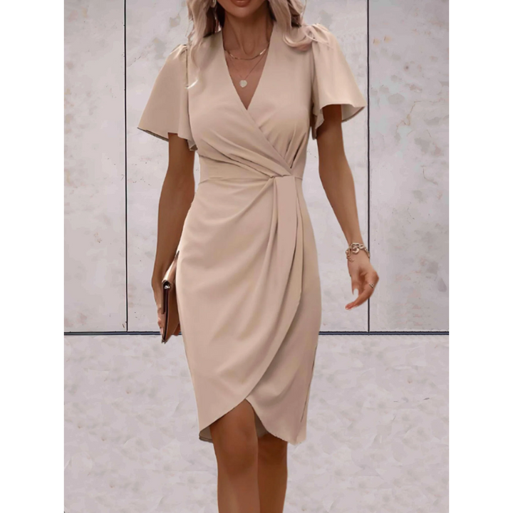 Evelina Wrap Dress for Women | Robe élégante à col en V, manches fluides et coupe confortable