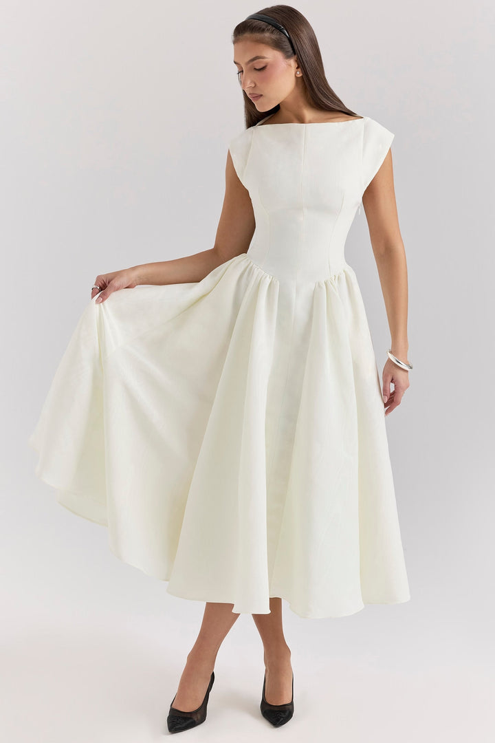 Victoria Robe femme avec jupe fluide | Robe de soirée élégante en noir ou blanc