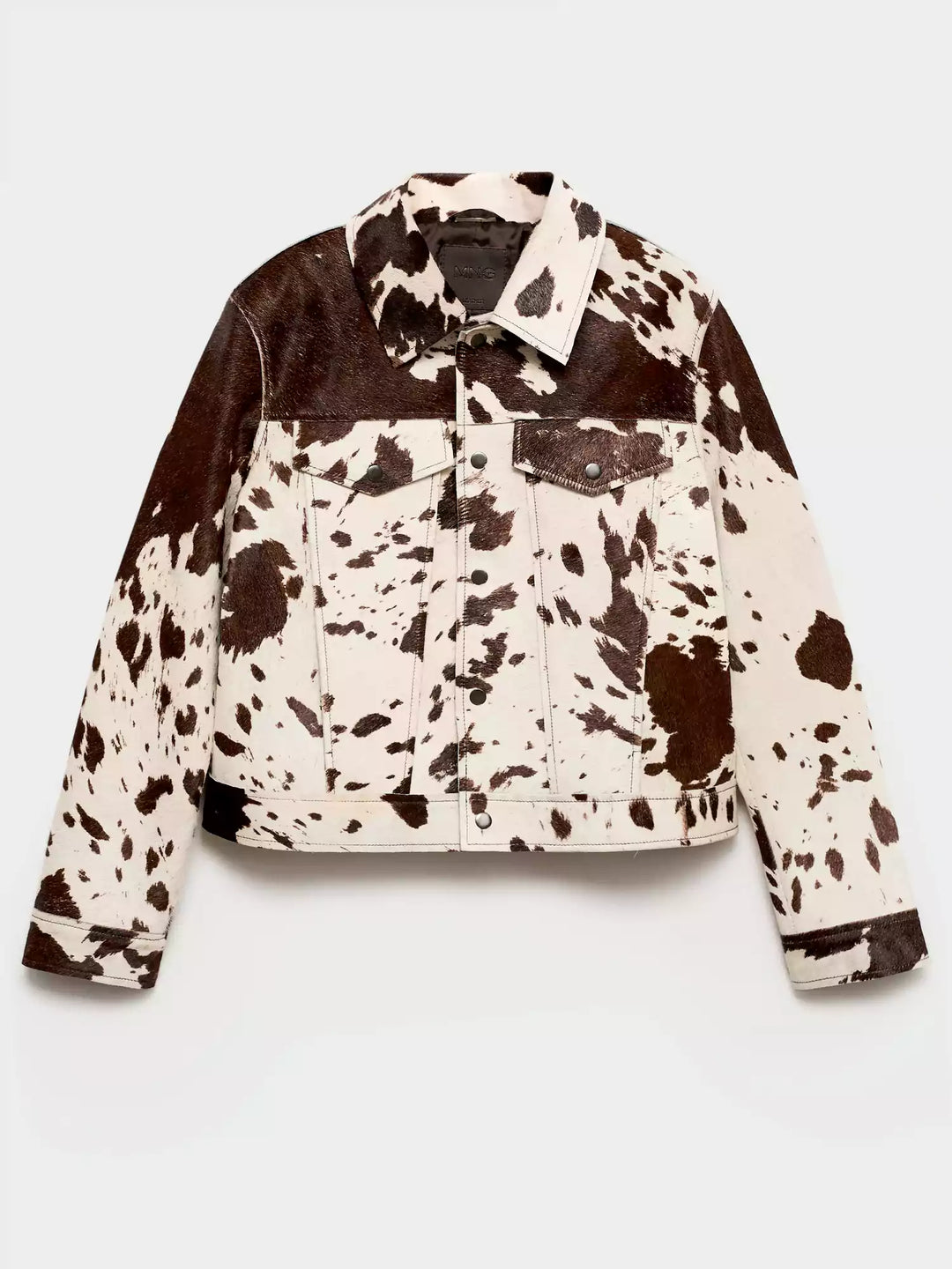 Emman Veste en Similicuir Femme | Imprimé Vache & Animalier - Manches 7/8 Modernes