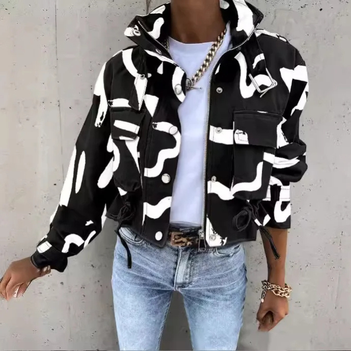 Sophie Blouson Bomber Imprimé | Modèle Court avec Cordons Réglables et Confort Optimal