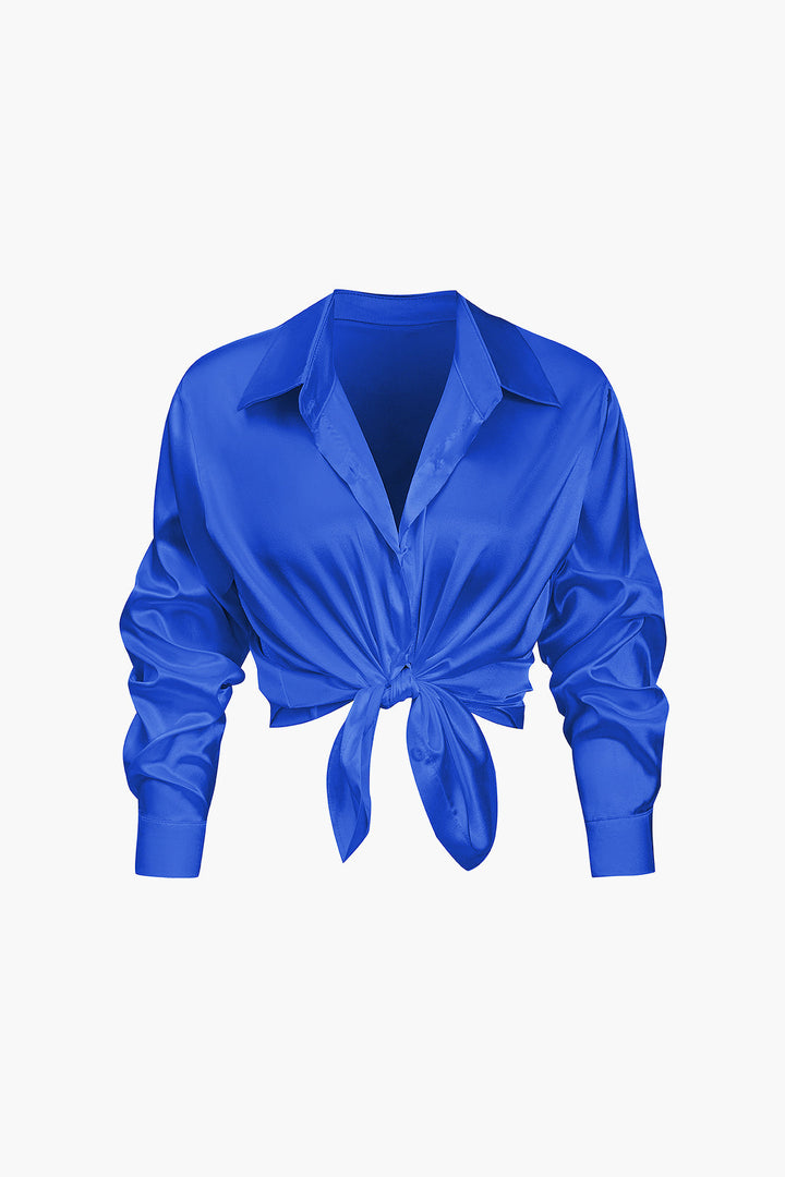 Blusa de satén Lillian para mujer | Camisa elegante de manga larga, corte holgado y diseño atemporal