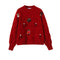Maglione da donna in maglia con scollo a V e grande fiocco - Elegante modello con maniche a pipistrello