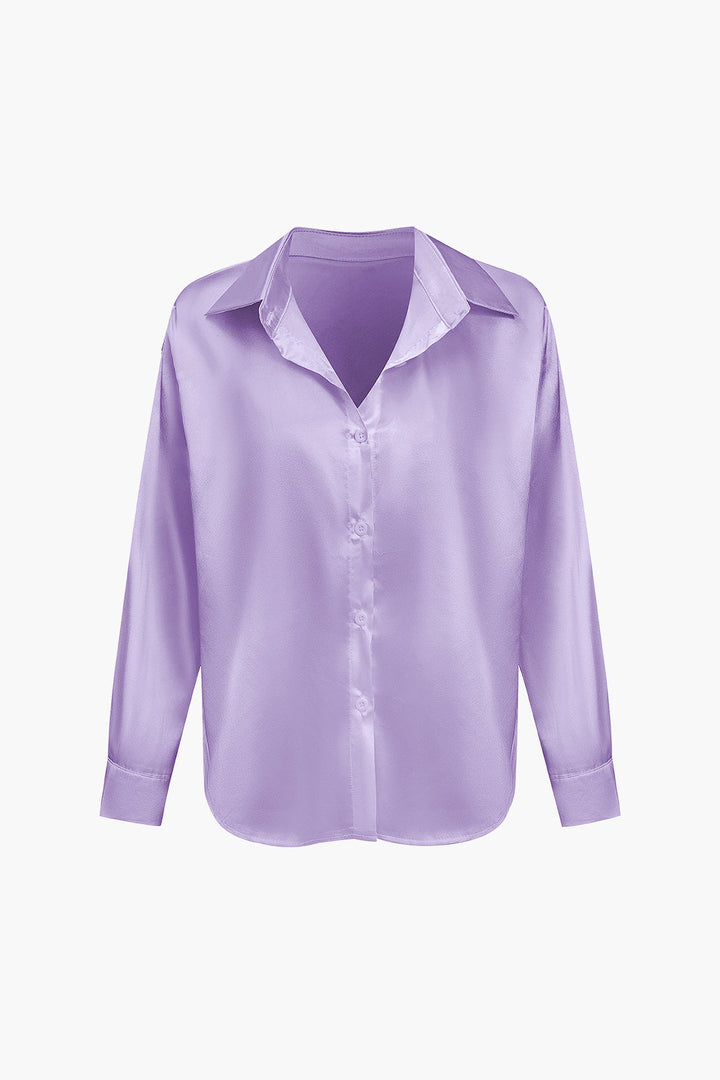Blusa de satén Lillian para mujer | Camisa elegante de manga larga, corte holgado y diseño atemporal