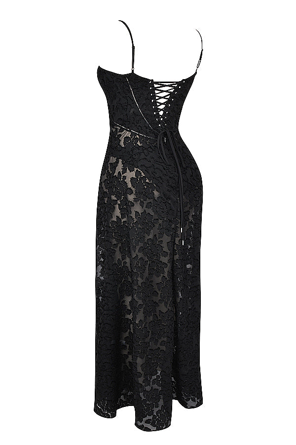 Elvina Robe maxi dos nu pour femme avec broderie | Aérienne, élégante & idéale pour l'été