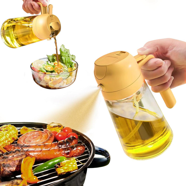 Liboer 2-en-1 Vaporisateur et Distributeur d’Huile d’Olive | Bouteille Verre 470ml Cuisine