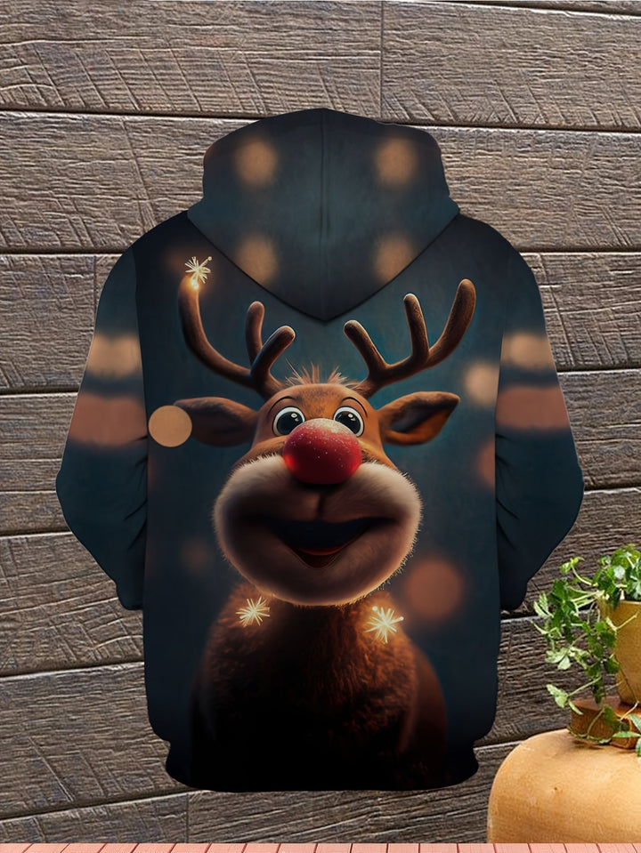 Felpa con Cappuccio Rudolph Donna – Confortevole, Motivo Renna & Dettagli Luminosi | Inverno