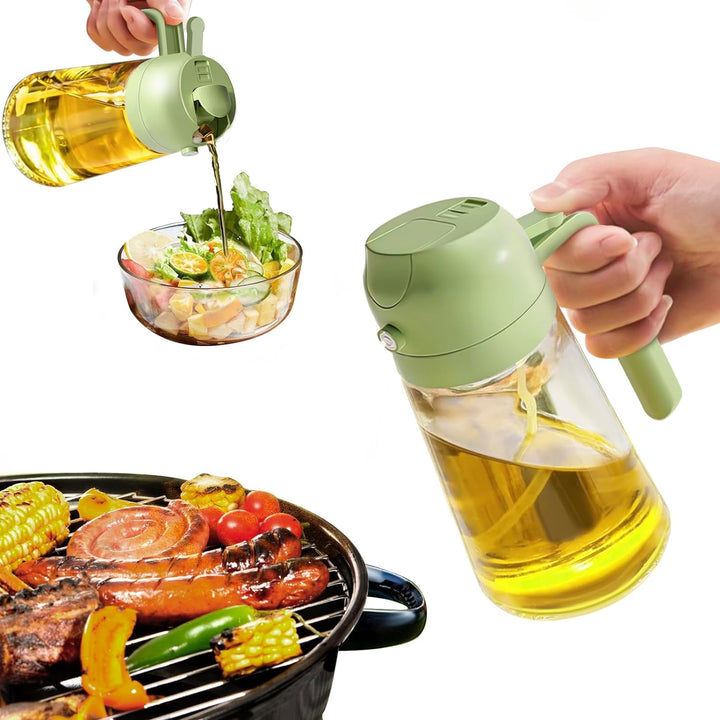 Liboer 2-en-1 Vaporisateur et Distributeur d’Huile d’Olive | Bouteille Verre 470ml Cuisine