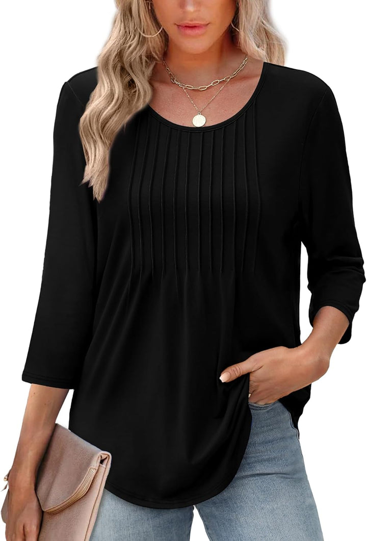 Afke Haut pour femmes avec structure et manches 3/4 | Confortable t-shirt pour le bureau et les loisirs