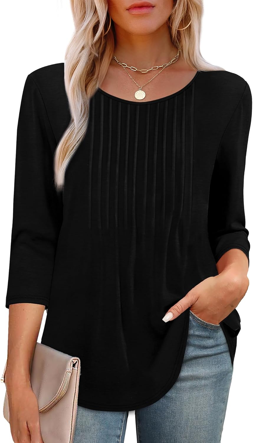 Afke Haut pour femmes avec structure et manches 3/4 | Confortable t-shirt pour le bureau et les loisirs