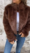 Giacca casual da donna con collo alto in pelliccia