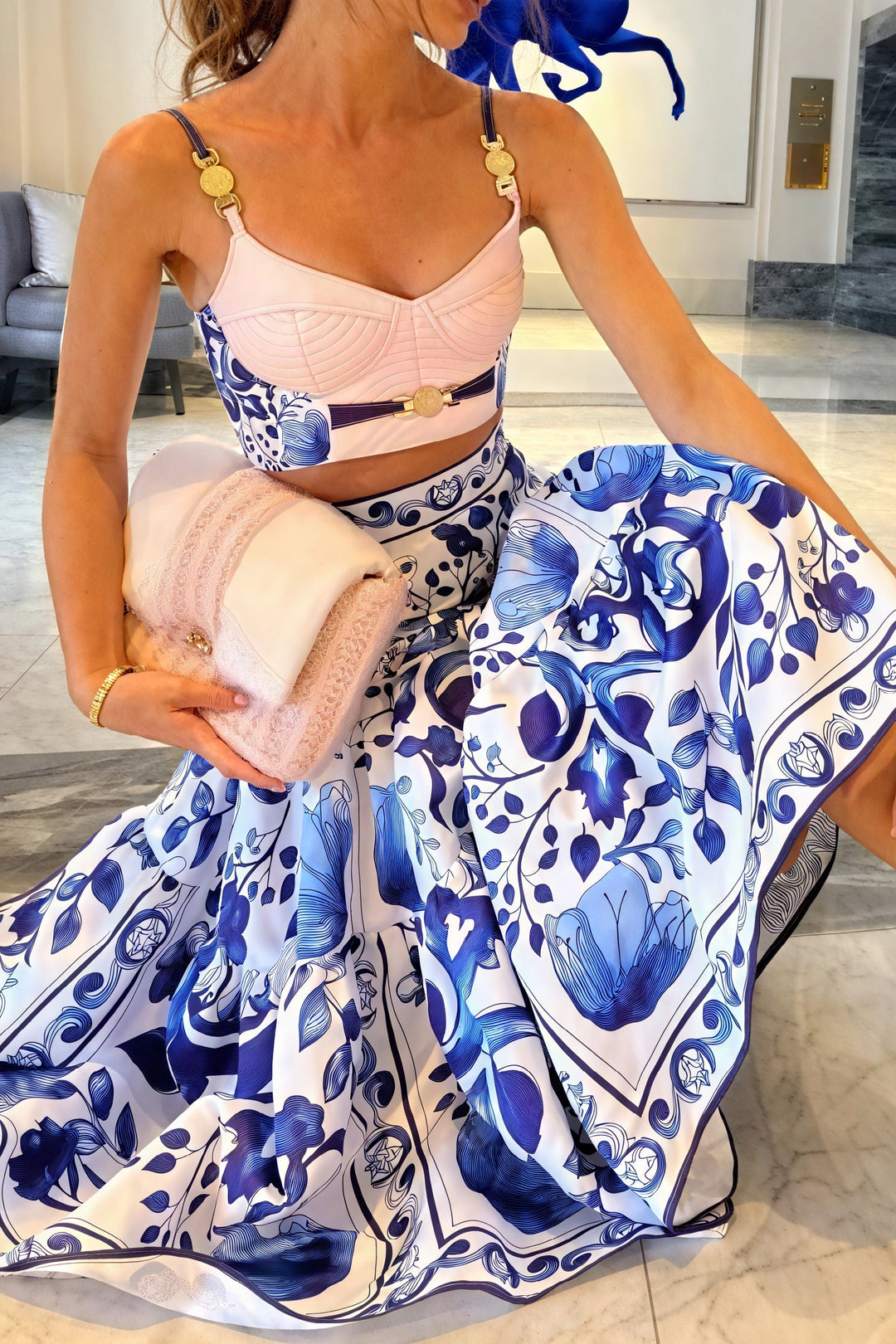 Ensemble Deux Pièces Élégant avec Motif Floral | Tenue Féminine et Confortable Coordonnée