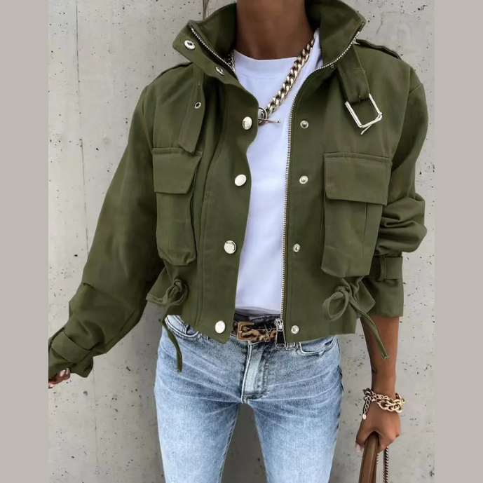 Sophie Blouson Bomber Imprimé | Modèle Court avec Cordons Réglables et Confort Optimal