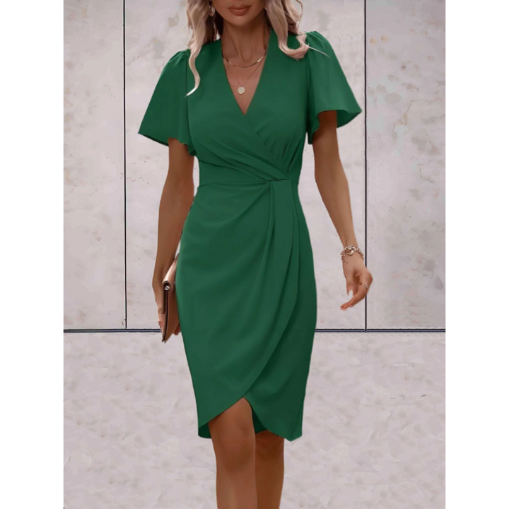 Evelina Wrap Dress for Women | Robe élégante à col en V, manches fluides et coupe confortable