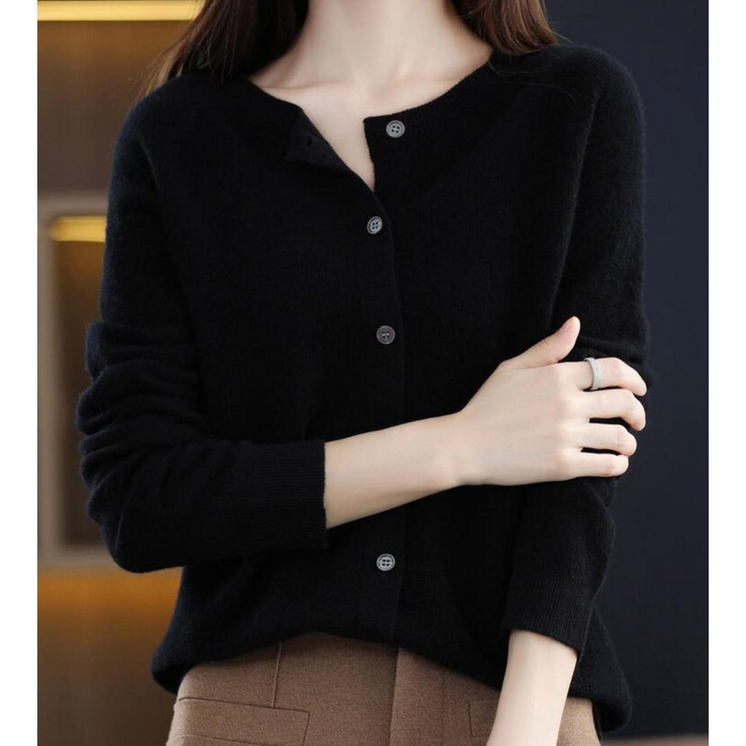 Élise Cardigan en Pure Laine Mérinos à Col Rond pour Femme | Chaleur et Élégance Naturelle