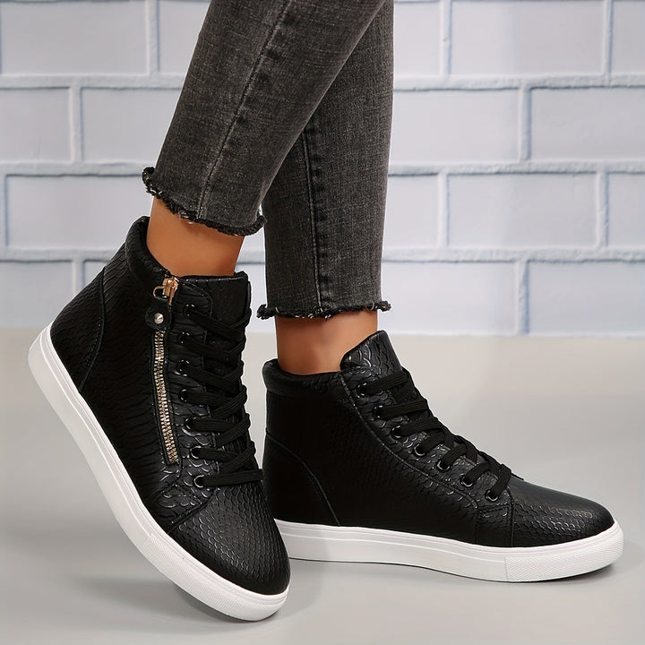 Nomi | Baskets hautes casual pour femmes avec fermeture éclair - robustes & à la mode