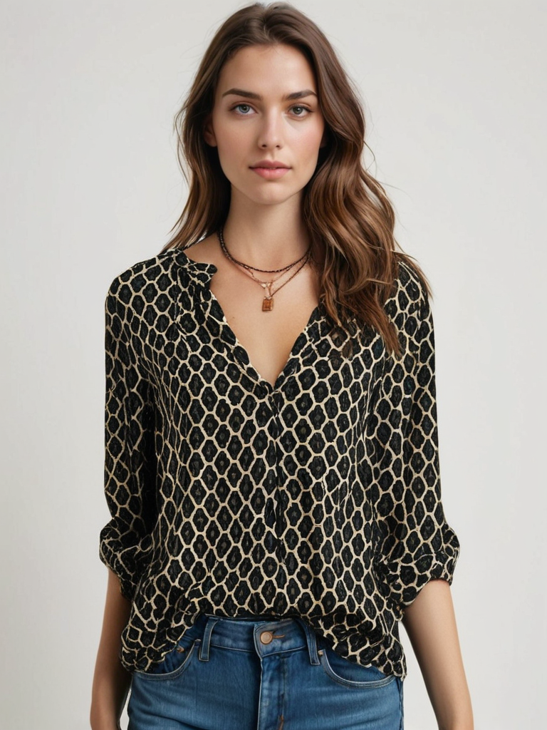 Zara | Chemisier Femme à Col V – Élégance Décontractée en Coton