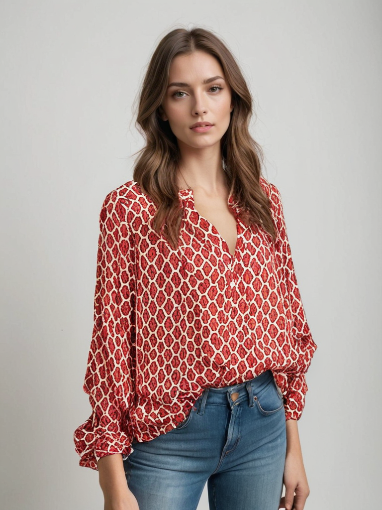 Zara | Chemisier Femme à Col V – Élégance Décontractée en Coton