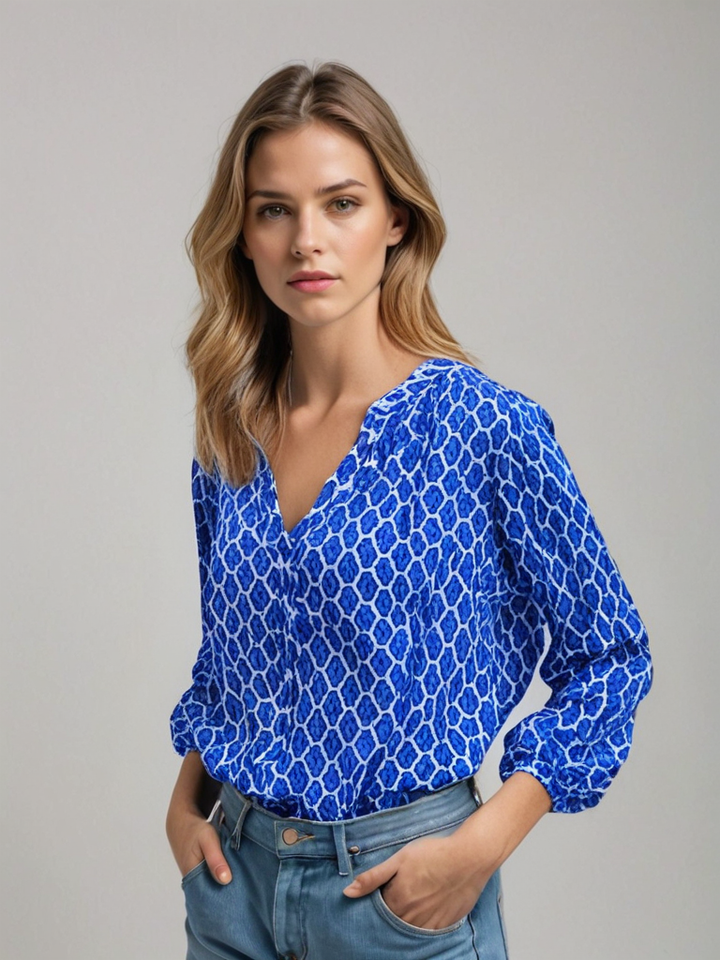 Zara | Chemisier Femme à Col V – Élégance Décontractée en Coton