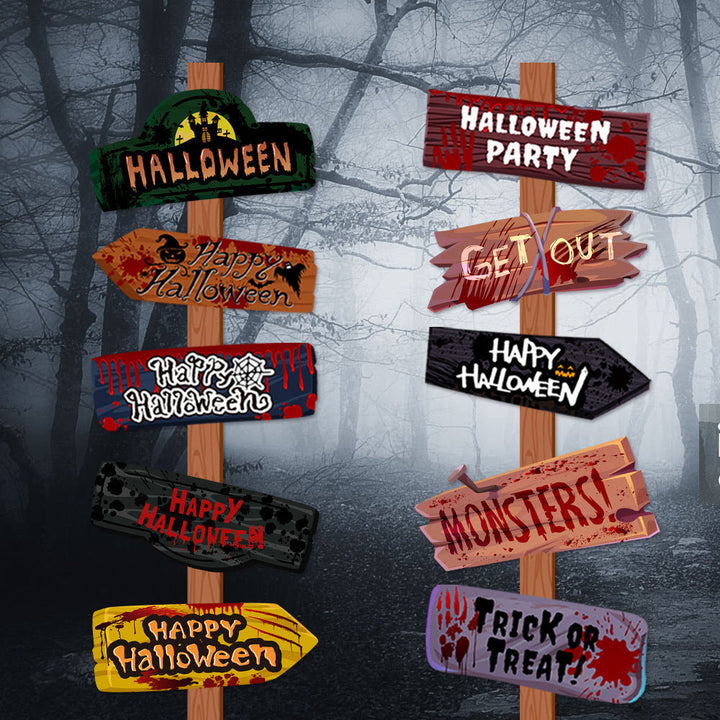 Ensemble de 10 Panneaux Halloween – Décoration Effrayante Réutilisable pour Fête