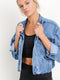 Veste en denim bleu avec col à revers pour l'automne