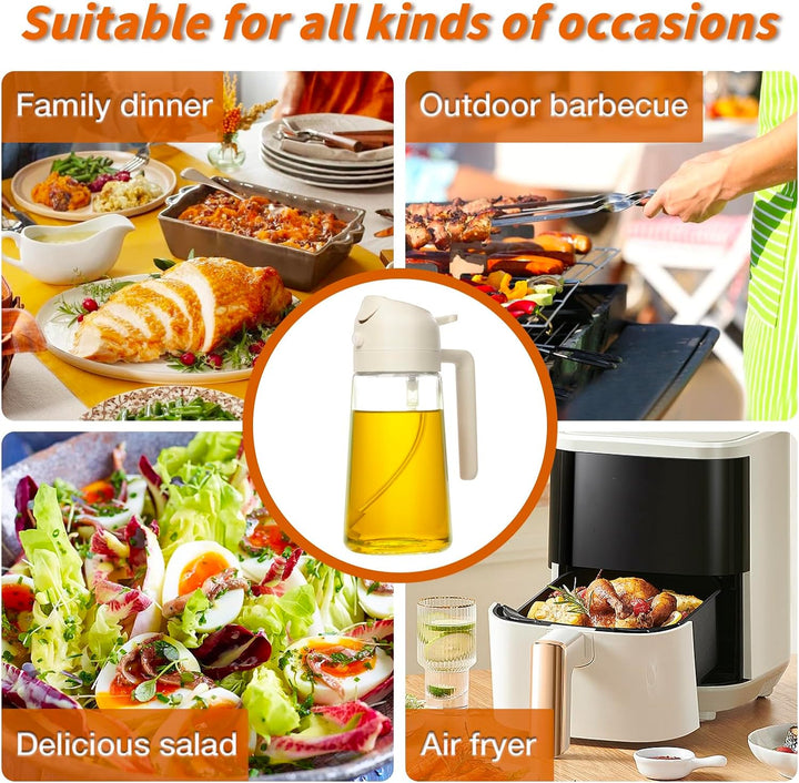 Liboer 2-en-1 Vaporisateur et Distributeur d’Huile d’Olive | Bouteille Verre 470ml Cuisine