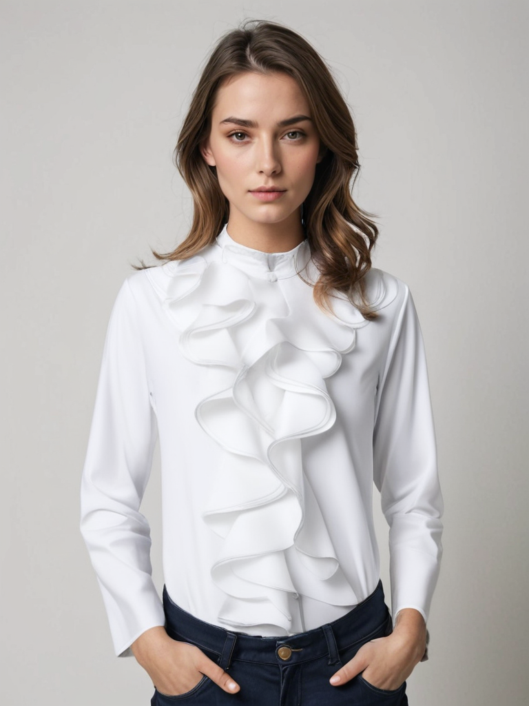 Elegante camicetta con volant e bottoni da donna Celeste | Chic e comoda